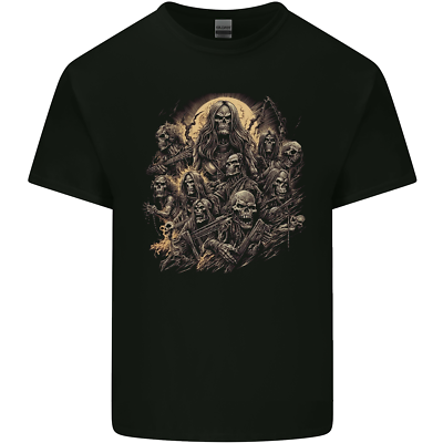 T-Shirt Per Bambini Grim Reaper Heavy Metal Skull Rock Band Biker