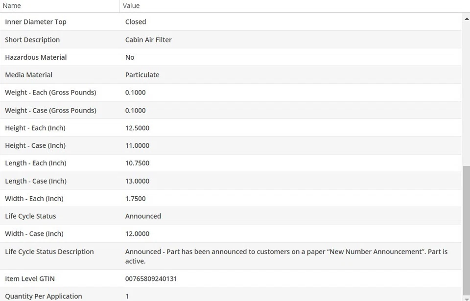 Filtro de aire de cabina WIX para Saturn Vue 2008-2010 L4-2,4 L Foto 4 de 4