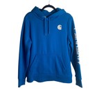 Carhartt Women’s Size Large Relaxed Fit Blue Hoodie Sweatshirt Logo Mid Weight
