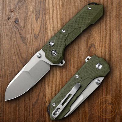 REMETTE Cosmic Folding Knife 2.88'' 14C28N Sandvik Steel Blade Green G10 Handle
