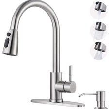 Kitchen Faucet with Soap Dispenser: 304 Stainless Steel Kitchen Sink Faucet w...