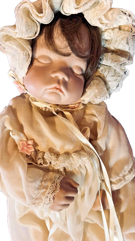 Sugar Britches Porcelain Baby Doll Weighted Boots Tyner Christening Gown