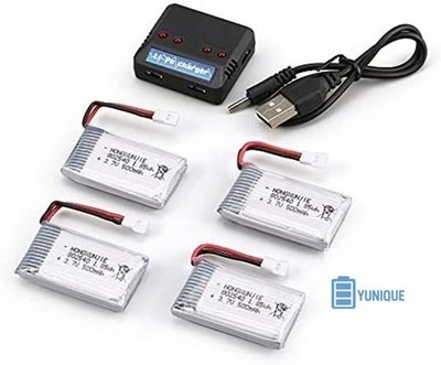 4er Set 3.7V 500mAh LiPo Akkus + 4-in-1 Ladegerät für Syma Cheerson RC