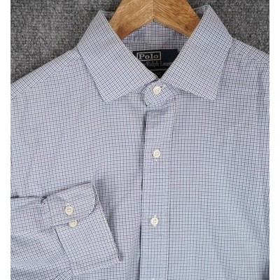 polo ralph lauren regent classic fit dress shirt Polo Ralph Lauren Men's Regent Classic Fit Checked Poplin Dress Shirt - Coastal Beige/White