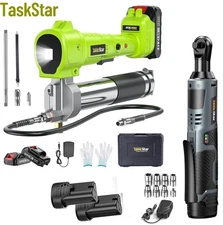 TaskStar Cordless Tool Kit 10000 PSI Grease Gun & 3/8" 40 Nm Ratchet Wrench