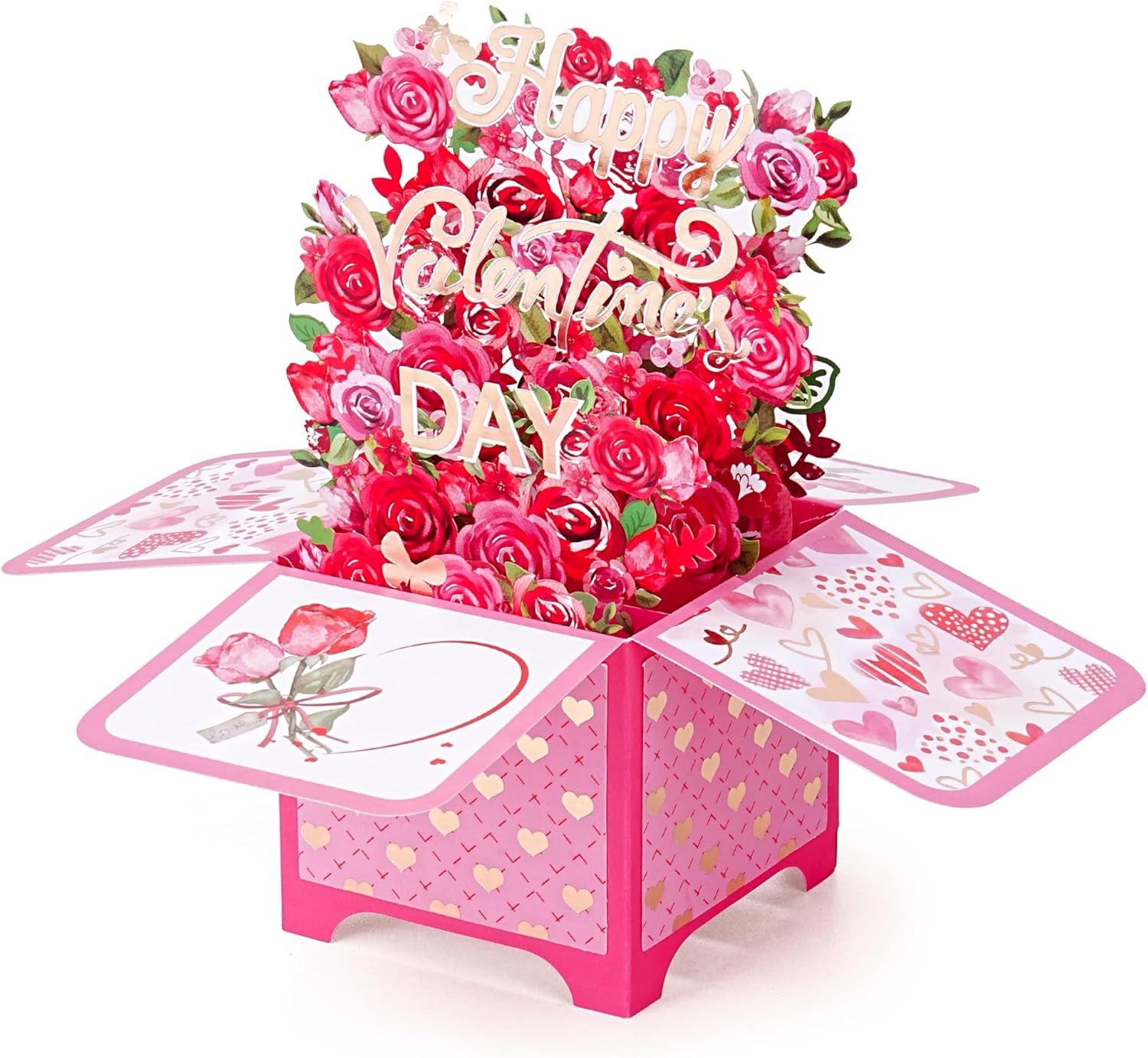 Happy Valentine’S Day Pop up Card, 3D Flower Bouquet Greeting Card with Envelope