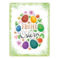 Frohe Ostern Metallschild In 15X20 Cm Mit FrüHlingsmotiven
