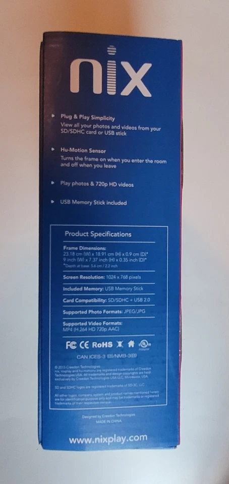 Pre-owned nix 10 Inch Digital Frame - X10G with Hu-Motion Sensor - Tested - Image 3 of 4