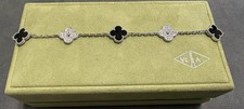 Van Cleef Arpels Vintage Alhambra 5 Motif White Gold Diamond Onyx Bracelet