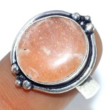 Sunstone 925 Silver Plated Gemstone Handmade Ring US 8.5 Stylish Gift JW
