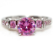 4CT Treated Pink Sapphire 925 Genuine Sterling Silver Ring Jewelry Sz 8