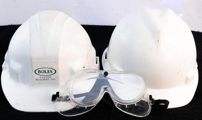 White Hard Hat Lot 3pc | Apex Sentry III + Goggles | Prop Costume USA