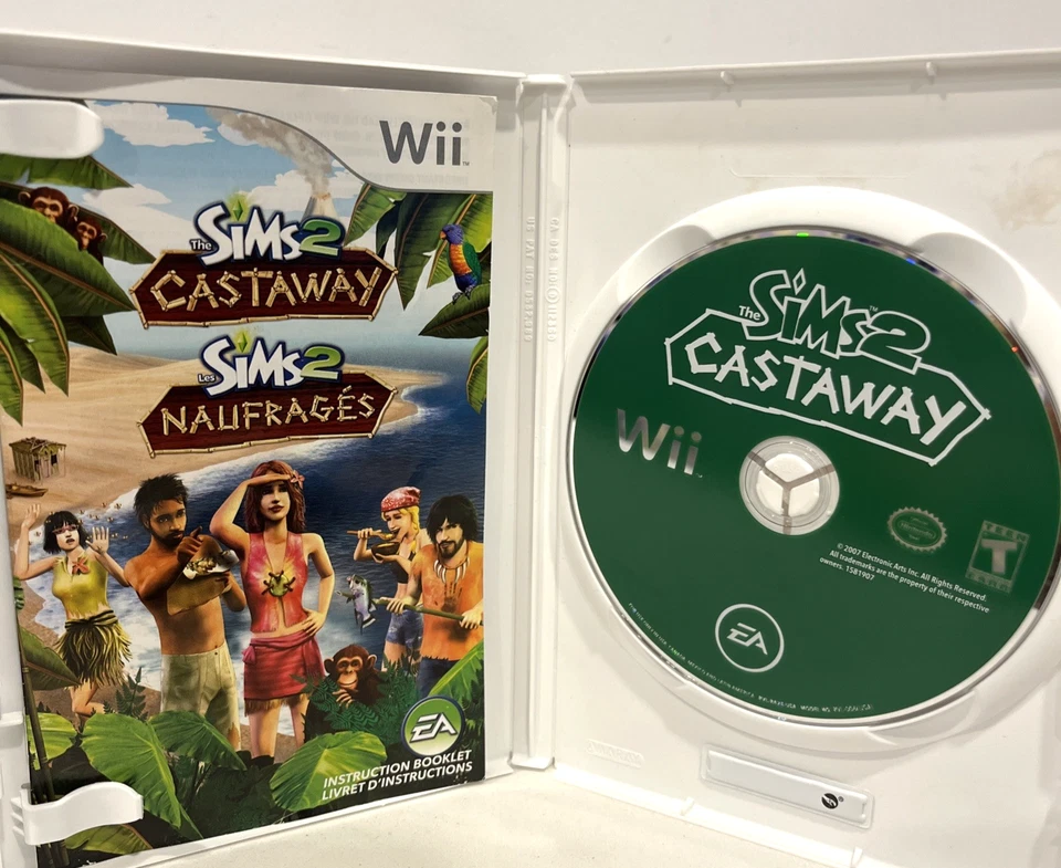 THE SIMS 2 CASTAWAY NINTENDO WII COMPLETE SET W/ MANUAL 2007 EA ELECTRONIC ARTS - Image 4 of 4