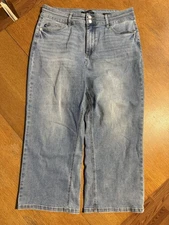 Judy Blue Wide Leg Crop Fit Ankle High Rise Jeans Stretch Denim size 15/32