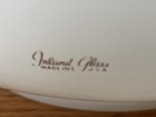 Vintage Glasbake Inland Gold Turquoise 2 QT Bowl  J-2318 Thumbprint Handles Htf — photo 3