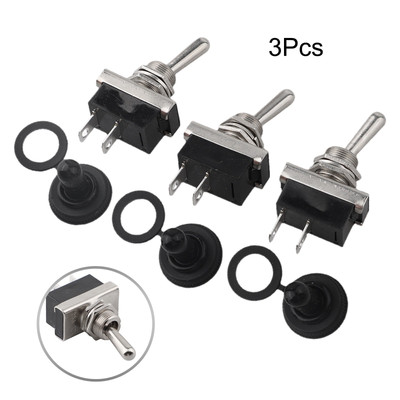 3 Pcs Two Way Switch, Toggle Switch 12V 25A  2 Pin Switch with Waterproof Cover