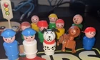 Vintage Fisher Price Little People Lot of 11 Figures 7 Cars 1 Traffic Light