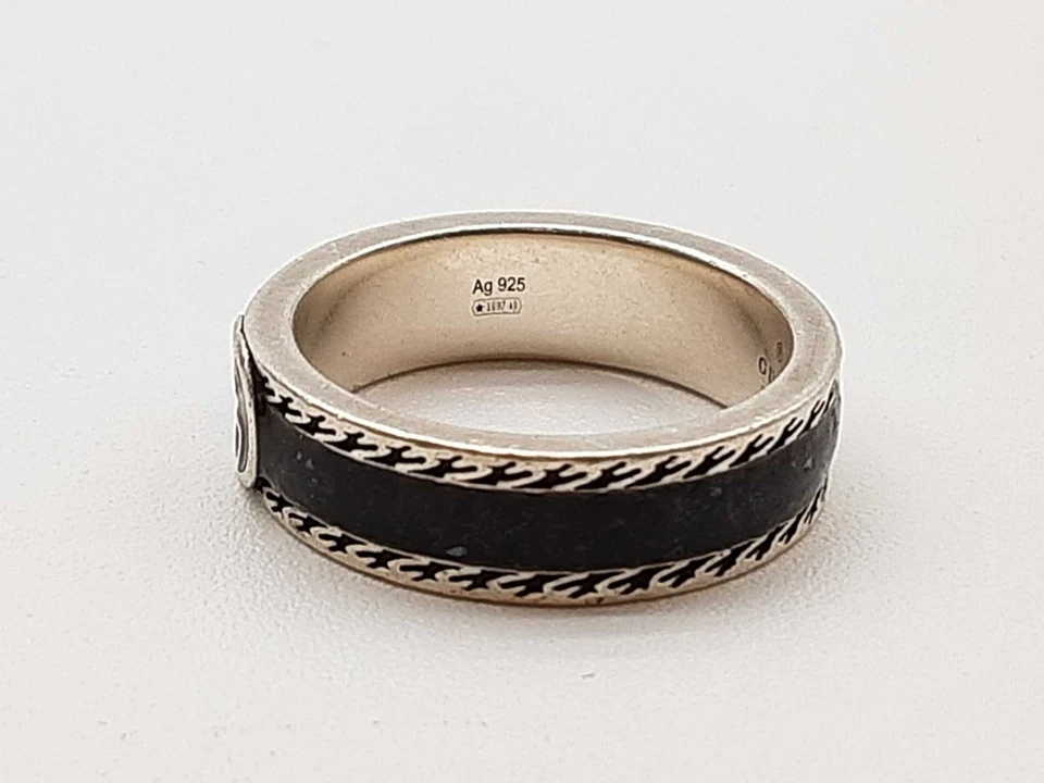 Anillo Gucci Gg Negro Esmalte 0.925 Plata 6.1g Gucci Talla 18 Do0225crde Foto 2 de 4