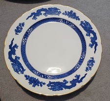 5 Vintage ROYAL CAULDON POTTERY, 'Blue Dragon' 10.5'' Dinner Plates 1930-1960