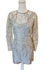 Zimmermann Metallic Mini Dress Blue Lace Size 2