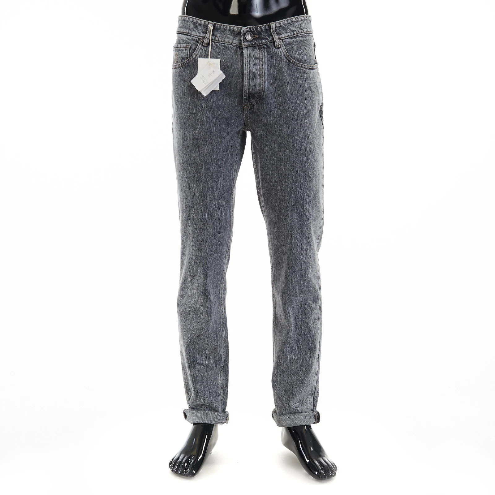 Brunello Cucinelli — BRUNELLO CUCINELLI 1150$ Medium Grey Five Pocket Denim Jeans - Traditional Fit