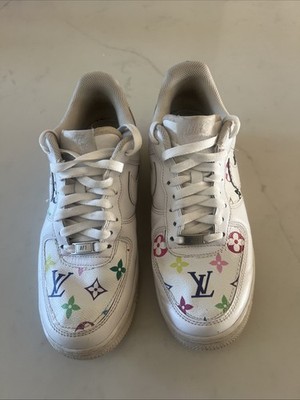 Nike Women s Size 9 Mens Sz 7.5 Air Force 1 Custom Low LV Monogram Logo EUC