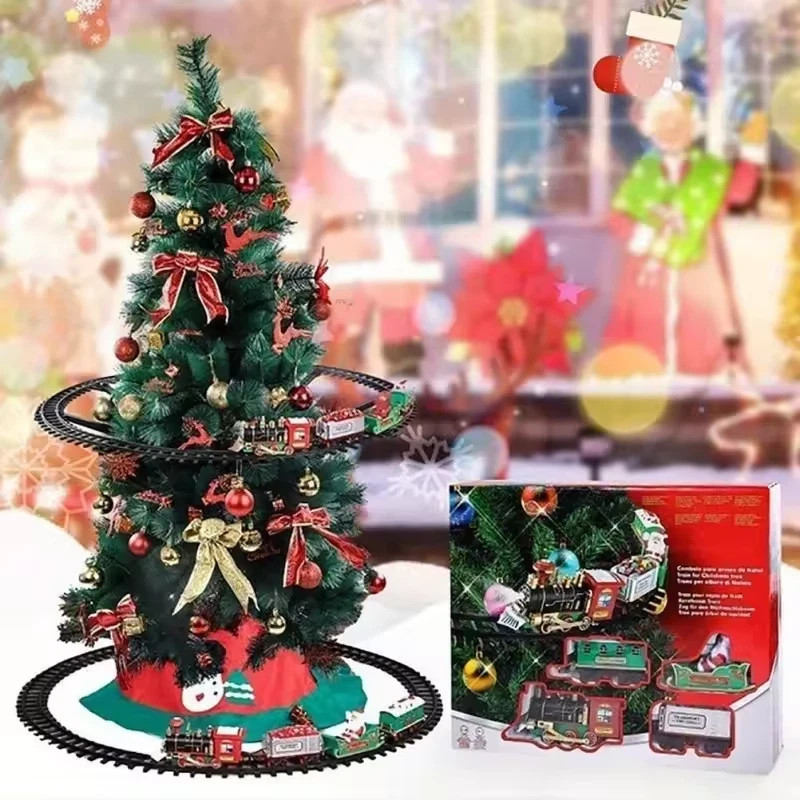 Premium Electric Christmas Train Tracks Set Toys Tree Decoration Light Sound Big