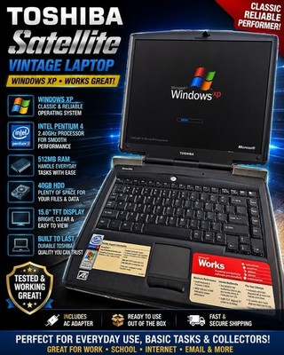 Toshiba Satellite Windows XP Laptop Pentium 4 Tested Working w/ Charger WiFi