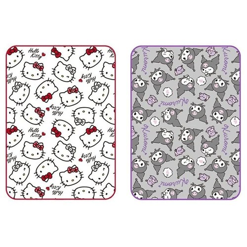 Sanrio Characters Hello Kitty Kuromi Face Pattern Soft Fleece Throw Blanket 1PC - Picture 1 of 3