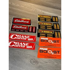 Edelbrock Crane Cams Russell Fram Decal Stickers Lot Drag Racing Vinyl Cars Race