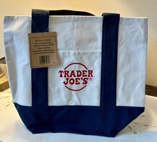 Trader Joe's Reusable Mini Canvas Tote Bag In Blue 2025 NWT LAST ONE 