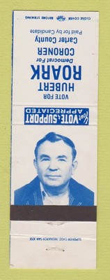 Matchbook Cover - Hubert Roark Coroner Election Carter County