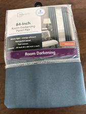 Mainstays 84 Inch 2 Panel Pair Teal Woven Room Darkening