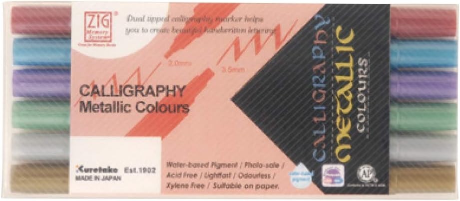 Kuretake ZIG Calligraphy Marker Pens Metallic 6 6 colors set
