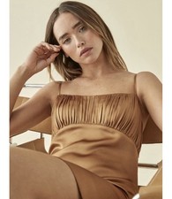 Reformation Mezcal 100% Silk Mini Slip Dress Bronze Brown Size 4 Quiet Luxury