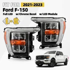 For 2021-2023 Ford F-150 Full LED Headlight w/Chrome Bezel w/o AFS Left+Right