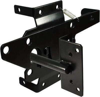 Heavy Duty Self-Locking Gate Latch for Wooden and PVC Fence, Black