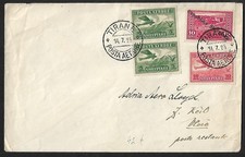 ALBANIA TIRANA TO VLORE AIR MAIL PAIR + 2 ON COVER 1925