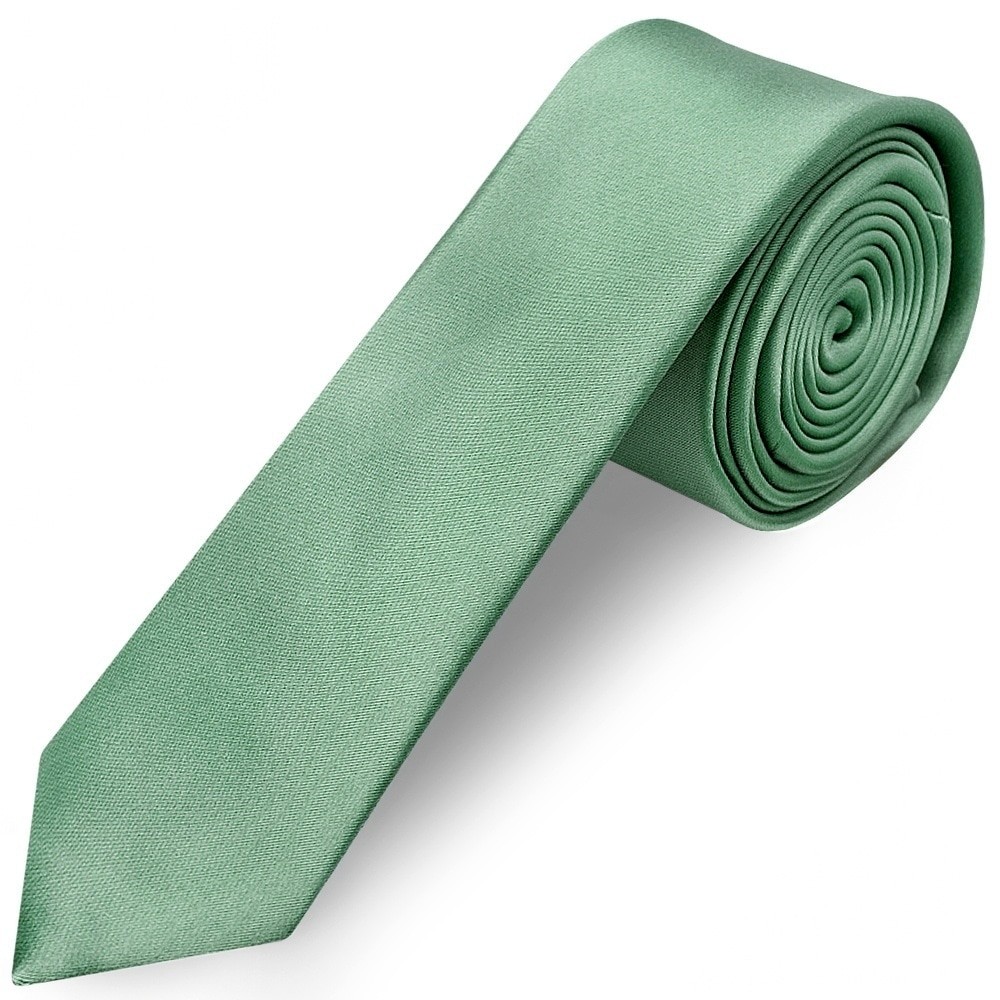 Plain Seagrass Satin Skinny Men's Tie Wedding Christening Formal Slim Thin Tie