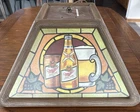 VTG 80s Miller High Life Beer Lamp Hanging Sign Faux Stained Glass Need Rewiring