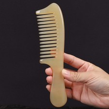 1pc Natural Goat Horn Wide Tooth Comb Detangling Long Hair Scalp Massage