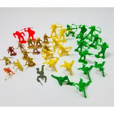 Vintage Toy Soldier Lot Plastic Figures Red Yellow Green Brown Army Men Indians