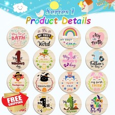 Wooden Baby First Holiday Milestone Signs Photo Props 1st Year
