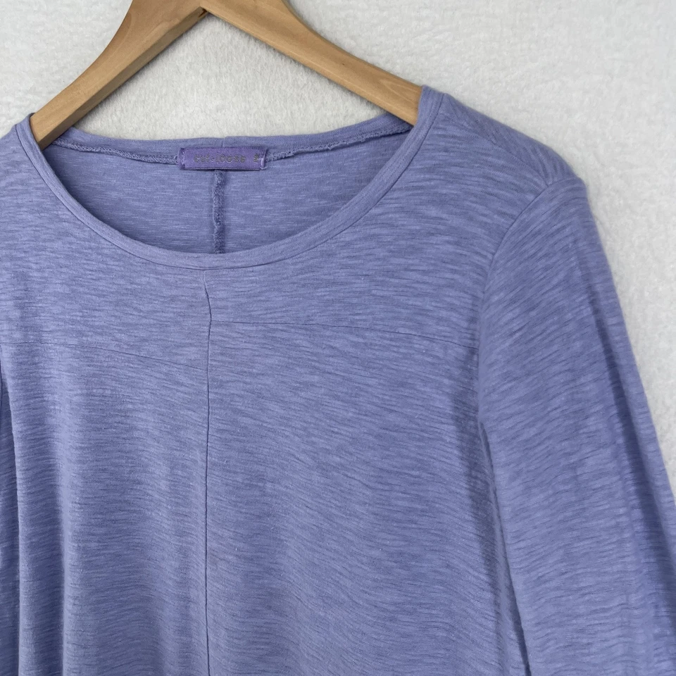 Top CORTE SUELTO Top M Slub Jersey Túnica Línea A Manga 3/4 Lagenlook Púrpura Foto 2 de 4