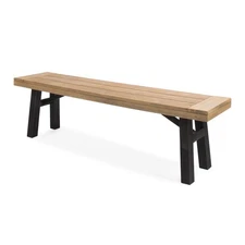 BENCH - Acacia Wood Outdoor Seating with Weather-Resistant Slat Panel Design for