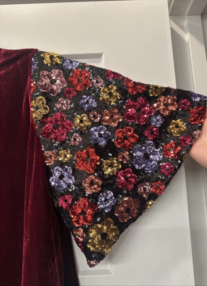 Caballete Mujer Talla Mediana! Impresionante Lentejuelas Terciopelo Antropología Boho RARO Foto 2 de 4