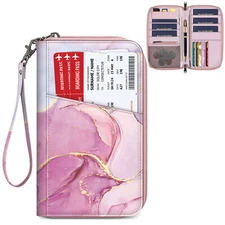 Family Passport Holder Wallet RFID Blocking Travel Organizer Credit Cards Case