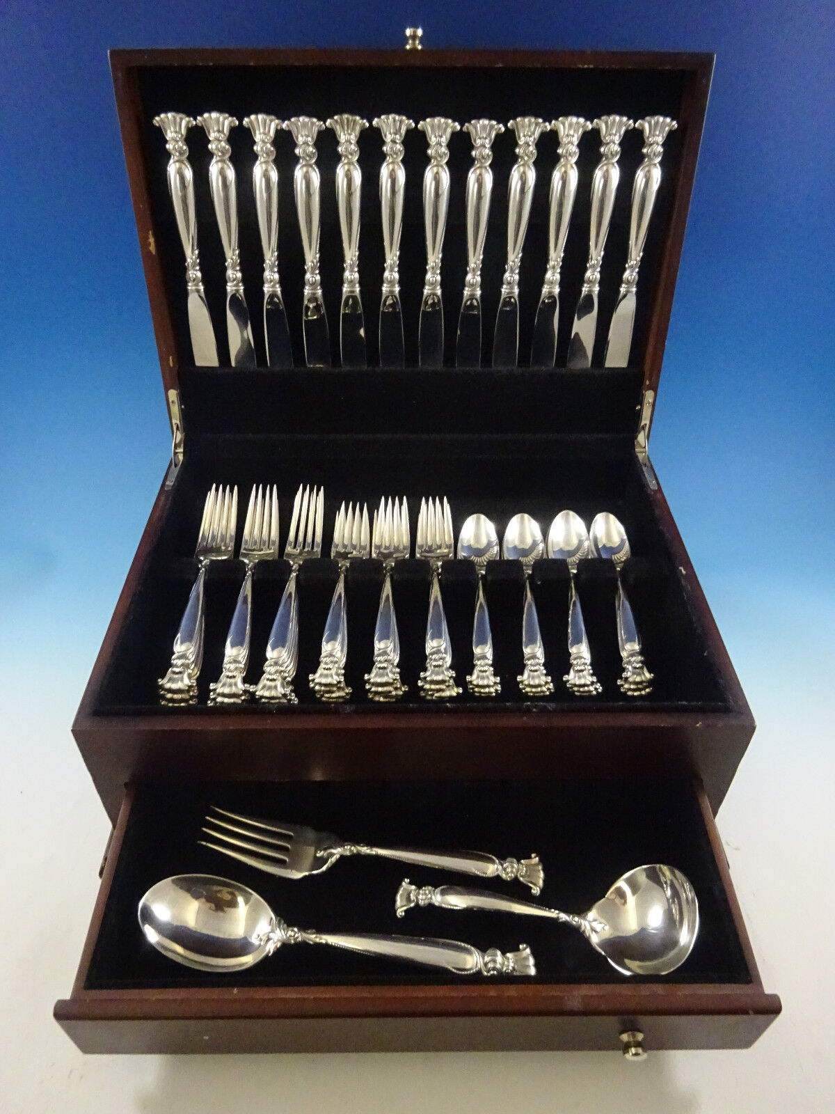 Romance of the Sea by Wallace Sterling Silver Flatware Set 12 Service 51 Pcs