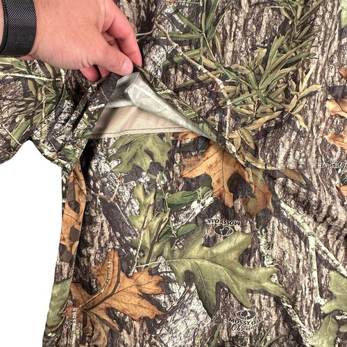 Mossy Oak Obsession Shirt Men 2XL Green Brown Leaf Camo Zip Pocket Vented TS1079 - Picture 6 of 8
