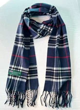 Mens Womens Winter Warm SCOTLAND Made 100% CASHMERE Scarf Plaid Dark blue #B01
